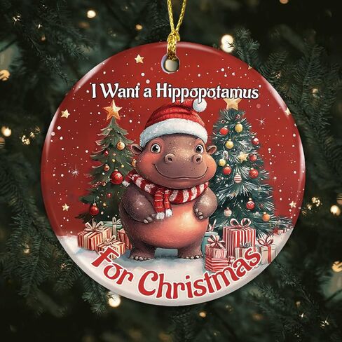 Hippopotamus for Christmas Ornament 2025, Cute Hippo Ornament – Animal Gifts, Christmas Funny Gifts for Men Women Animal Lovers, Hippo Themed Tree Decorations in Saudi Arabia