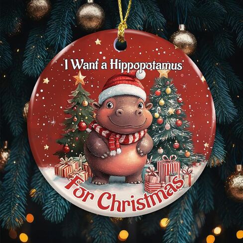 Hippopotamus for Christmas Ornament 2025, Cute Hippo Ornament – Animal Gifts, Christmas Funny Gifts for Men Women Animal Lovers, Hippo Themed Tree Decorations in Saudi Arabia