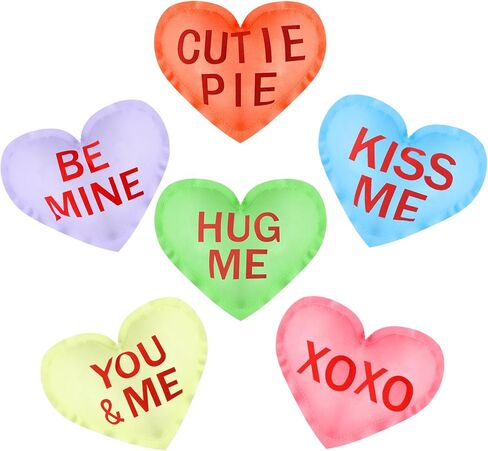 24 Pcs Valentine's Day Conversation Heart Decoration Stuffed Fabric Heart Ornament Rustic Colorful Love Decor Cute Tiered Tray Decor Bowl Filler for Valentine Gift Kitchen Home Wedding (Lovely) in Saudi Arabia