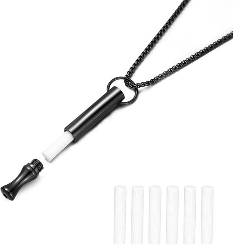 hooppoo Breathing Necklace for Calm & Focus - Personal Essential Oil Diffuser for Anxiety Relief, Quit Smoking, Yoga and Meditation - Reusable Stainless Steel Pendant for Women Men in Saudi Arabia