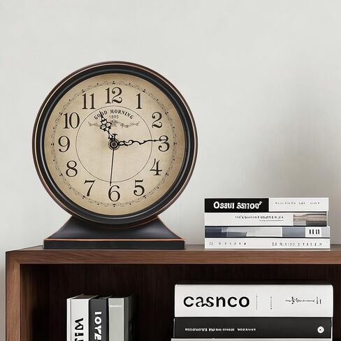 Auafanzy 7-Inch Retro Mantel Desk Clocks，Silent Vintage Table Clock with All Metal Frame，Easy to Read Larege Retro Mantel Clocks for Living Room，Fireplace and Shelf Decoration. in Saudi Arabia