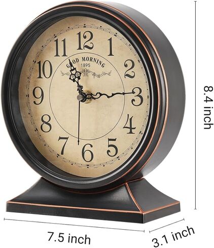 Auafanzy 7-Inch Retro Mantel Desk Clocks，Silent Vintage Table Clock with All Metal Frame，Easy to Read Larege Retro Mantel Clocks for Living Room，Fireplace and Shelf Decoration. in Saudi Arabia