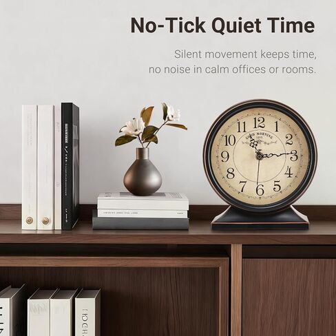 Auafanzy 7-Inch Retro Mantel Desk Clocks，Silent Vintage Table Clock with All Metal Frame，Easy to Read Larege Retro Mantel Clocks for Living Room，Fireplace and Shelf Decoration. in Saudi Arabia