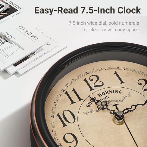 Auafanzy 7-Inch Retro Mantel Desk Clocks，Silent Vintage Table Clock with All Metal Frame，Easy to Read Larege Retro Mantel Clocks for Living Room，Fireplace and Shelf Decoration. in Saudi Arabia