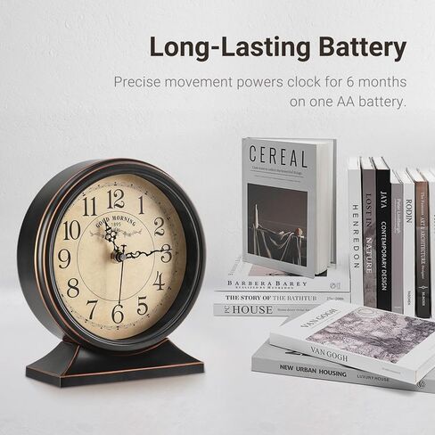 Auafanzy 7-Inch Retro Mantel Desk Clocks，Silent Vintage Table Clock with All Metal Frame，Easy to Read Larege Retro Mantel Clocks for Living Room，Fireplace and Shelf Decoration. in Saudi Arabia