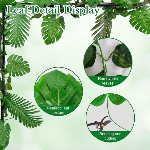 NKLTD Jungle Vines Artificial Rattan Decorations(2pcs),Palm Leaves(100pcs),Fake Vines(2pac) for Jungle Party,Tropical Party,Birthday centerpieces Decorations,Tropical Decor ect. Reusable. in Saudi Arabia