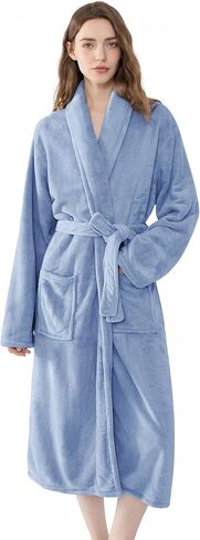 Soft Robe For Women，Warm Plush Bath Robes Female，Spa Towel After Shower Lightweight Long Bathrobe in Saudi Arabia