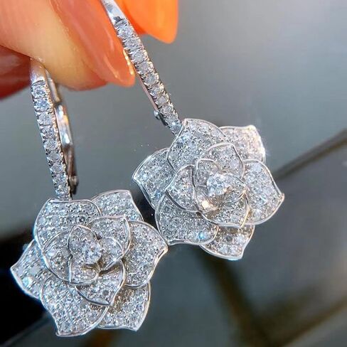 Sparkling Flowers Dangle Earrings for Women Full CZ Wedding Jewelry in Saudi Arabia