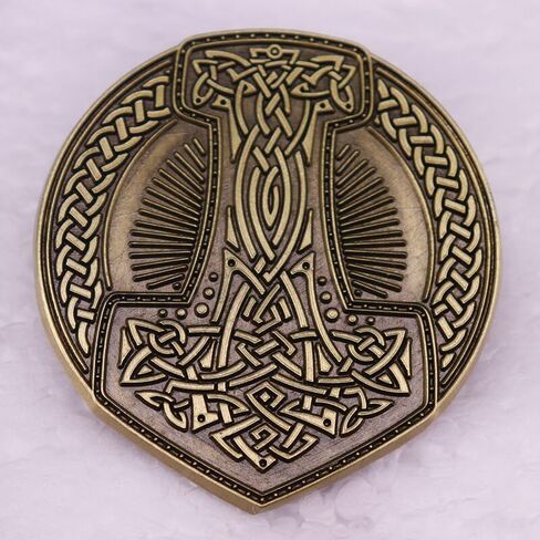 Thor Hammer Valknut Knot Viking Norse Rune Symbol Odin 1.5" Enamel Pin Badge in Saudi Arabia