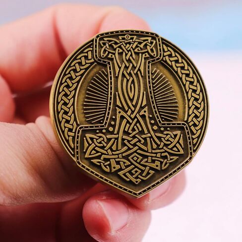 Thor Hammer Valknut Knot Viking Norse Rune Symbol Odin 1.5" Enamel Pin Badge in Saudi Arabia