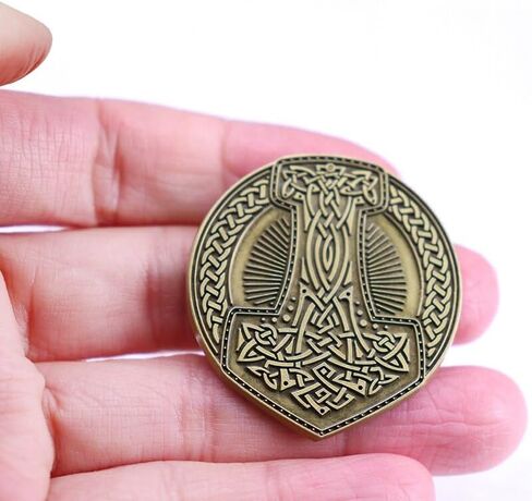 Thor Hammer Valknut Knot Viking Norse Rune Symbol Odin 1.5" Enamel Pin Badge in Saudi Arabia