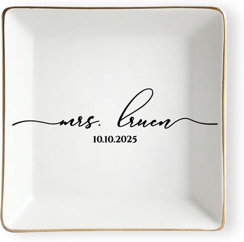 Custom Engagement Ring Dish, Initials Heart Rate Ring Dish, Gift for Bride and Groom, Wedding Gift, Bridal Shower, Engagement Gifts in Saudi Arabia