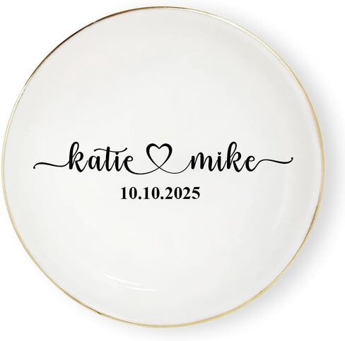 Custom Engagement Ring Dish, Initials Heart Rate Ring Dish, Gift for Bride and Groom, Wedding Gift, Bridal Shower, Engagement Gifts in Saudi Arabia