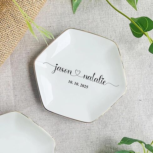 Custom Engagement Ring Dish, Initials Heart Rate Ring Dish, Gift for Bride and Groom, Wedding Gift, Bridal Shower, Engagement Gifts in Saudi Arabia
