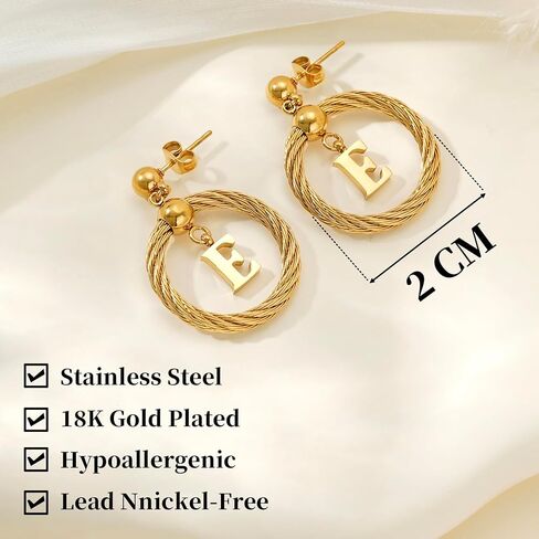 Xiacheng 18K مطلية بالذهب هوب الأقراط الأولية الفولاذ المقاوم للصدأ هيبوالرجينيك هدايا عصرية للنساء بيان أنيق A-Z رسالة تتدلى قطرة مجوهرات مقاومة للماء in Kuwait