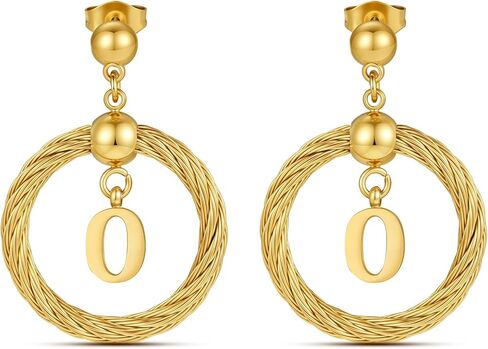 Xiacheng 18K مطلية بالذهب هوب الأقراط الأولية الفولاذ المقاوم للصدأ هيبوالرجينيك هدايا عصرية للنساء بيان أنيق A-Z رسالة تتدلى قطرة مجوهرات مقاومة للماء in Kuwait