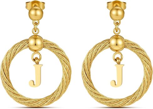 Xiacheng 18K مطلية بالذهب هوب الأقراط الأولية الفولاذ المقاوم للصدأ هيبوالرجينيك هدايا عصرية للنساء بيان أنيق A-Z رسالة تتدلى قطرة مجوهرات مقاومة للماء in Kuwait