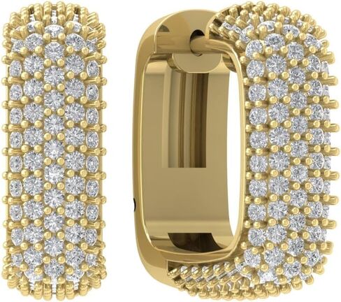 ARAIYA FINE JEWELRY أقراط دائرية من الذهب عيار 14 قيراط مرصعة بالألماس (1 قيراط، لون D-F، وضوح VS) in Saudi Arabia