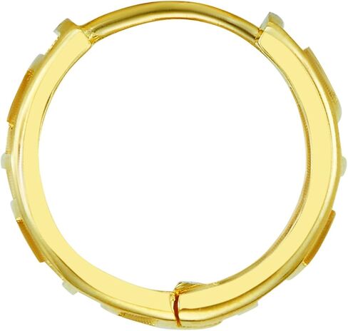 14k Yellow OR White Gold 4mm Thickness Greek Key Huggie Earrings (12 x 12 mm) in Saudi Arabia