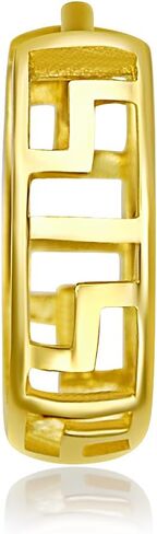 14k Yellow OR White Gold 4mm Thickness Greek Key Huggie Earrings (12 x 12 mm) in Saudi Arabia