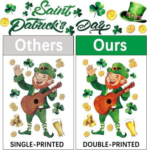119PCS St Patricks Day Window Clings,Reusable St Patricks Day Decorations,Double Sided Green Shamrock Window Clings,Irish Static Saint Patrick's Stickers for Glass,St Patrick’s Day Decor(8 Sheets) in Saudi Arabia