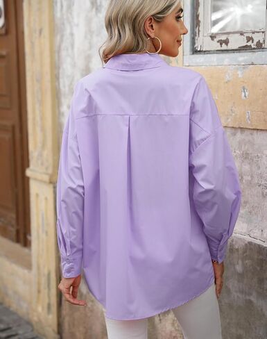 JMSHIHUA Womens Button Down Long Sleeve Shirts Loose Fit Casual Work Oversized Blouse Tops in Saudi Arabia