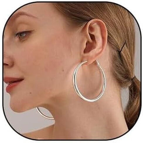 Gold Hoop Earrings for Women Large Gold Hoop Earrings Chunky Hoops Earrings Hypoallergenic Lightweight Hoop Earrings Jewelry for Women Trendy 30/40/50/60mm in Saudi Arabia