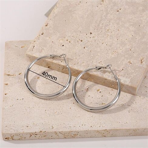 Gold Hoop Earrings for Women Large Gold Hoop Earrings Chunky Hoops Earrings Hypoallergenic Lightweight Hoop Earrings Jewelry for Women Trendy 30/40/50/60mm in Saudi Arabia