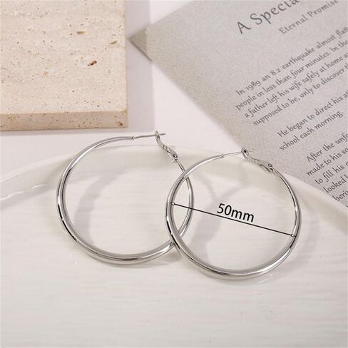 Gold Hoop Earrings for Women Large Gold Hoop Earrings Chunky Hoops Earrings Hypoallergenic Lightweight Hoop Earrings Jewelry for Women Trendy 30/40/50/60mm in Saudi Arabia