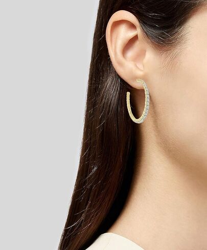 ARIA+ME Lightweight Crystal 14K Gold Plated Hoop Earring, SMALL-1-1/4" (Yellow) in Saudi Arabia