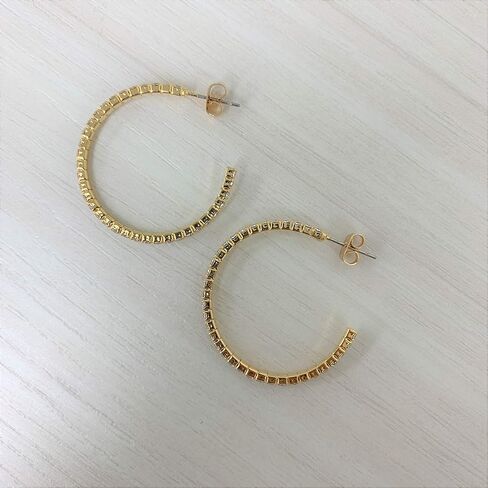 ARIA+ME Lightweight Crystal 14K Gold Plated Hoop Earring, SMALL-1-1/4" (Yellow) in Saudi Arabia
