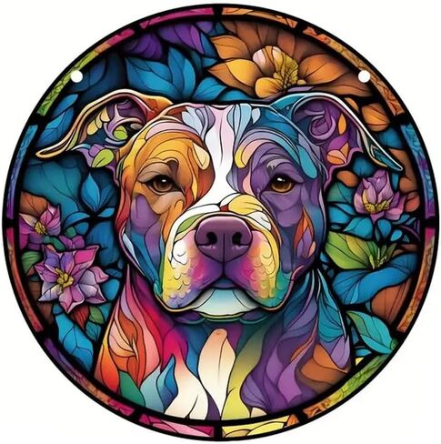 Colorful Hanging Ornament Vintage Wall Hanging Dog Pattern Pendant Acrylic– Beautiful Decorative Hanging Ornament for Scene, Room, Home, and Window Decoration in Saudi Arabia