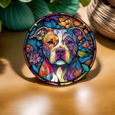 Colorful Hanging Ornament Vintage Wall Hanging Dog Pattern Pendant Acrylic– Beautiful Decorative Hanging Ornament for Scene, Room, Home, and Window Decoration in Saudi Arabia