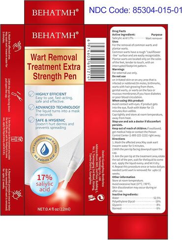 BEHATMH 3 Pack Wart Remover with Precision Tip, Maximum-Strength Salicylic Acid for Common & Plantar Warts, Targeted Mess-Free Application for Hands & Feet, Easy Daily Use in Saudi Arabia