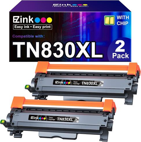 E-Z Ink متوافق مع TN830 استبدال خرطوشة الحبر لـ Brother TN830XL ​​TN830 TN 830 خراطيش الحبر مع الأخ DCP-L2640DW HL-L2460DW HL-L2480DW HL-L2400D HL-L2405W MFC-L2820DW (2 Black) in Kuwait