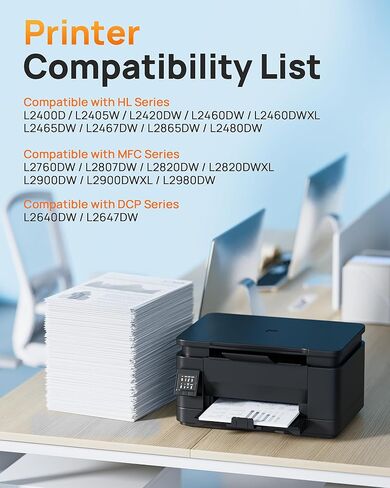 E-Z Ink متوافق مع TN830 استبدال خرطوشة الحبر لـ Brother TN830XL ​​TN830 TN 830 خراطيش الحبر مع الأخ DCP-L2640DW HL-L2460DW HL-L2480DW HL-L2400D HL-L2405W MFC-L2820DW (2 Black) in Kuwait