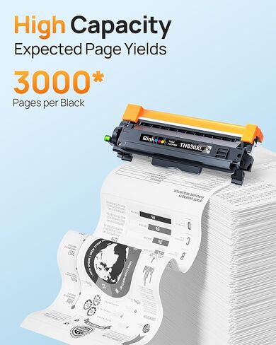 E-Z Ink متوافق مع TN830 استبدال خرطوشة الحبر لـ Brother TN830XL ​​TN830 TN 830 خراطيش الحبر مع الأخ DCP-L2640DW HL-L2460DW HL-L2480DW HL-L2400D HL-L2405W MFC-L2820DW (2 Black) in Kuwait