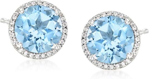 Ross-Simons 7.10 ct. t.w. Sky Blue Topaz and .20 ct. t.w. White Topaz Earrings in Sterling Silver in Saudi Arabia
