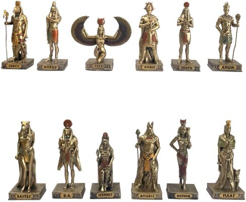 12 Pcs Egyptian Gods Figurines Set Ancient Egypt Decor Ancient Egyptian Figurines Miniature Egyptian Gods Collectible Hand Painted Egyptian Decor for Home Office Desk Party in Saudi Arabia