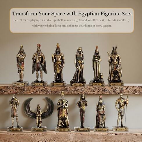 12 Pcs Egyptian Gods Figurines Set Ancient Egypt Decor Ancient Egyptian Figurines Miniature Egyptian Gods Collectible Hand Painted Egyptian Decor for Home Office Desk Party in Saudi Arabia