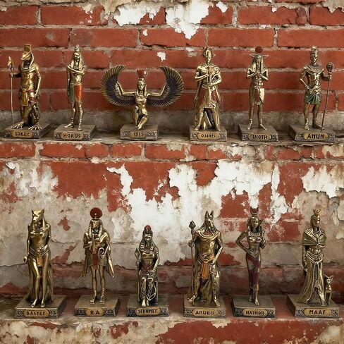 12 Pcs Egyptian Gods Figurines Set Ancient Egypt Decor Ancient Egyptian Figurines Miniature Egyptian Gods Collectible Hand Painted Egyptian Decor for Home Office Desk Party in Saudi Arabia