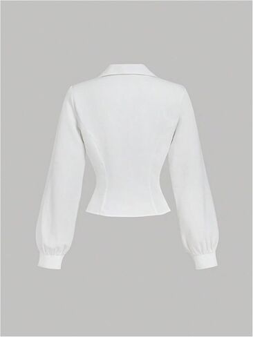 Floerns Women's Button Down Shirts Ruched Bishop Sleeve Dressy Casual Blouse Top in Saudi Arabia