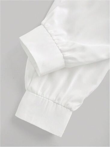 Floerns Women's Button Down Shirts Ruched Bishop Sleeve Dressy Casual Blouse Top in Saudi Arabia