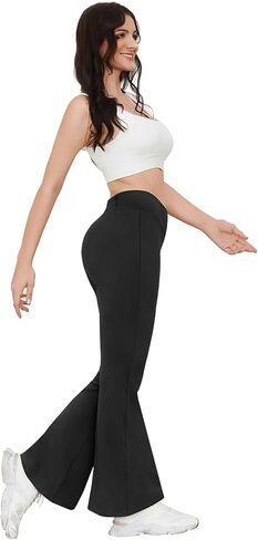 Keepyoga Flare Leggings للنساء: سراويل يوجا كروس عالية الخصر والتحكم في البطن مع جيوب خلفية - ملابس كاجوال للتمرين in Saudi Arabia