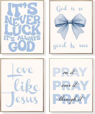 EVER-GOING TUNE Pink Girly Jesus جدار ديكور مجموعة من 4، آيات الكتاب المقدس الملهمة ملصق القوس، آيات الكتاب المقدس الملهمة القوس ديكور الفن، للفتيات غرفة نوم شقة ديكور السكن الجامعي، 8x10 غير مؤطرة in Kuwait