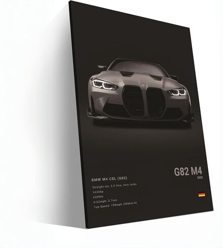 Supercar M4 CSL ملصق سباق جدار الفن اللوحة قماش هدية عيد ميلاد يطبع ديكور المنزل مؤطرة أو بدون إطار (أسود CSL، 12L "× 18W"، غير المؤطرة) in Kuwait