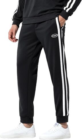 Arjen Kroos Men's Athletic Sweatpants, Workout Gym Joggers Side Stripe Casual Tapered Pants with Pockets in Saudi Arabia