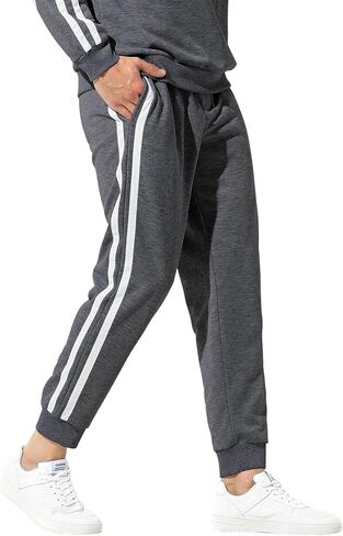 Arjen Kroos Men's Athletic Sweatpants, Workout Gym Joggers Side Stripe Casual Tapered Pants with Pockets in Kuwait