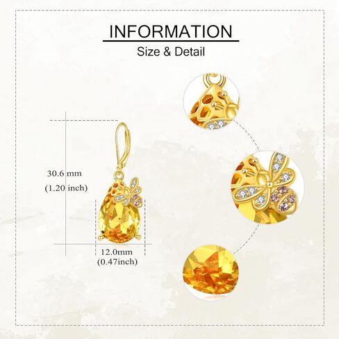 Bee Earrings 925 Sterling Silver Crystal Drop Dangle Bumble Bee Jewelry Gift for Women in Saudi Arabia