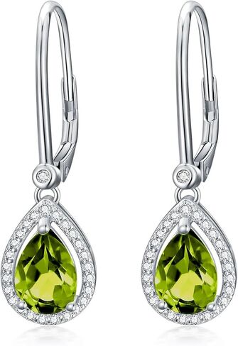 Lvoryance 1.5ct Gemstone Earrings for Women 925 Sterling Silver 6mm * 9mm Pear Cut Amethyst Emerald Peridot Sapphire Drop Earrings in Kuwait